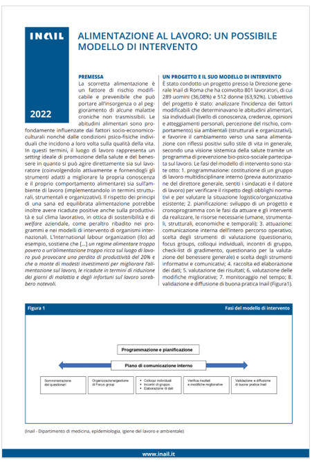 Alimentazione al lavoro un possibile modello di intervento