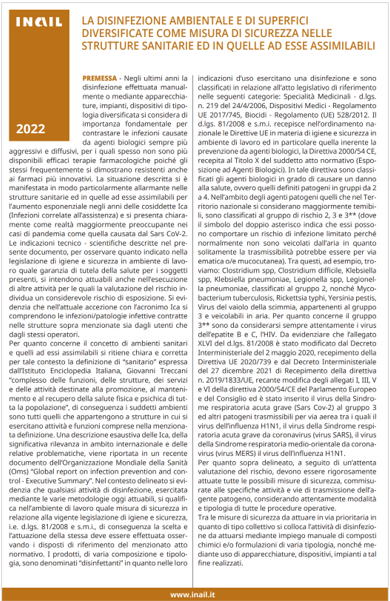 La disinfezione ambientale come misura di sicurezza nelle strutture sanitarie