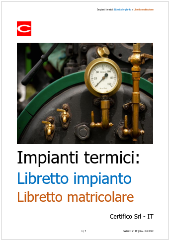 Impianti termici   Libretto di impianto climatizzazione e Libretto matricolare