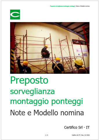 Preposto sorveglianza PIMIUS Note e Modello nomina