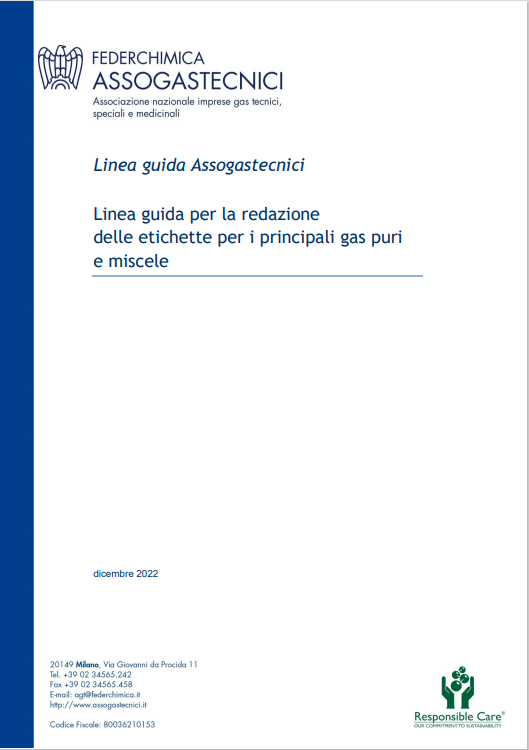 Linea guida redazione delle etichette principali gas puri e miscele