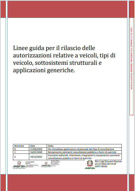 Linee guida per il rilascio delle autorizzazioni relative a veicoli