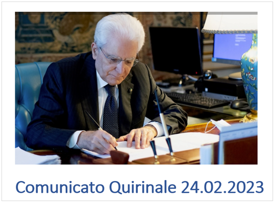 Comunicato Quirinale 24 02 2023