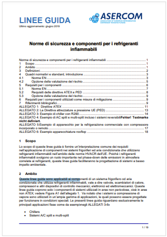 Linee guida Norme di sicurezza e componenti per i refrigeranti infiammabili 