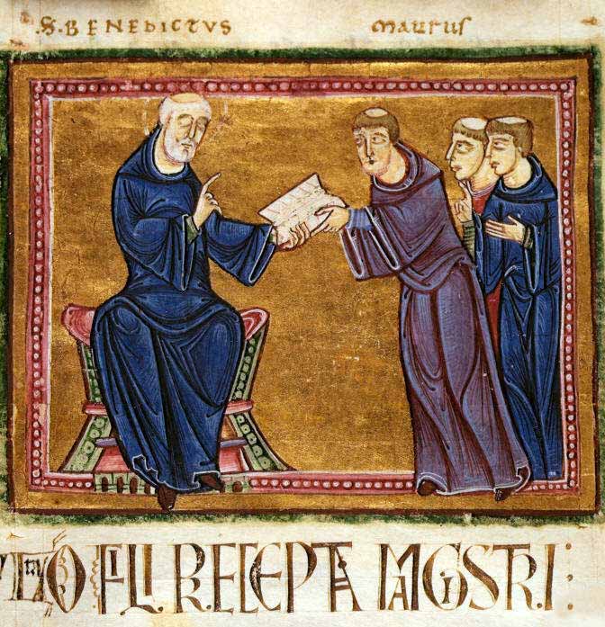 St  Benedict delivering his rule to the monks of his order