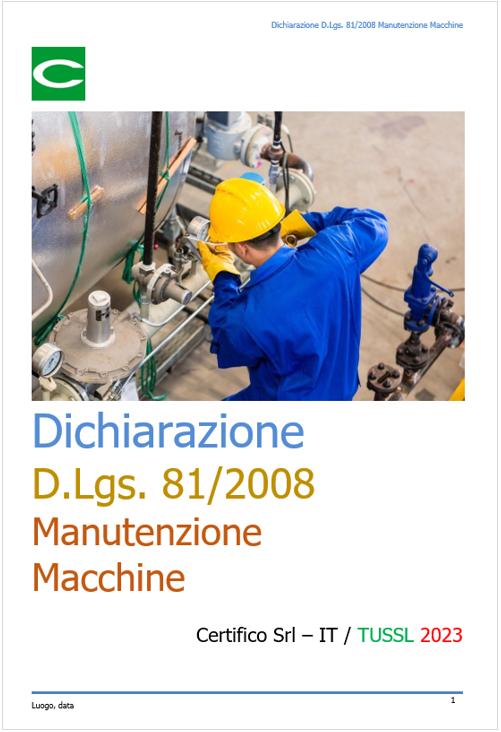 ID 550   Dichiarazione Manutenzione Macchine