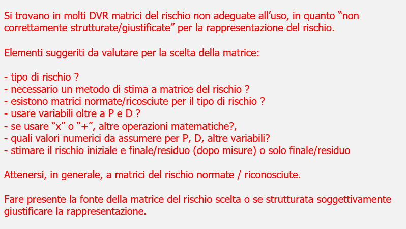 Stima del rischio   scelta matrici del rischio   Box 11