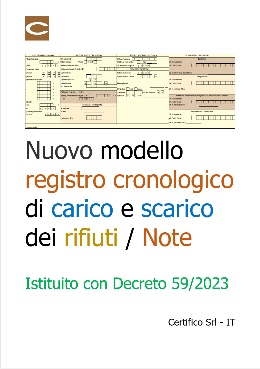 Nuovo modello registro cronologico di carico e scarico dei rifiuti