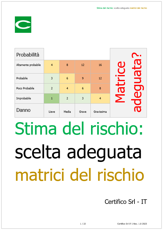 Stima del rischio   Scelta adeguata matrici del rischio 2023