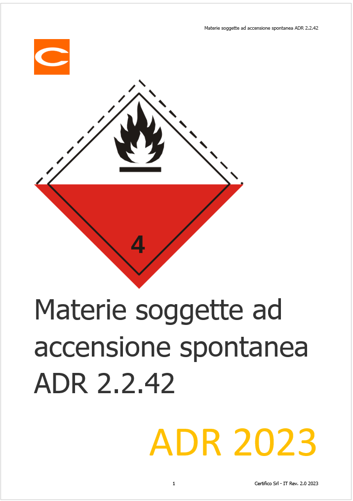 Materie soggette ad accensione spontanea  2 2 42  ADR