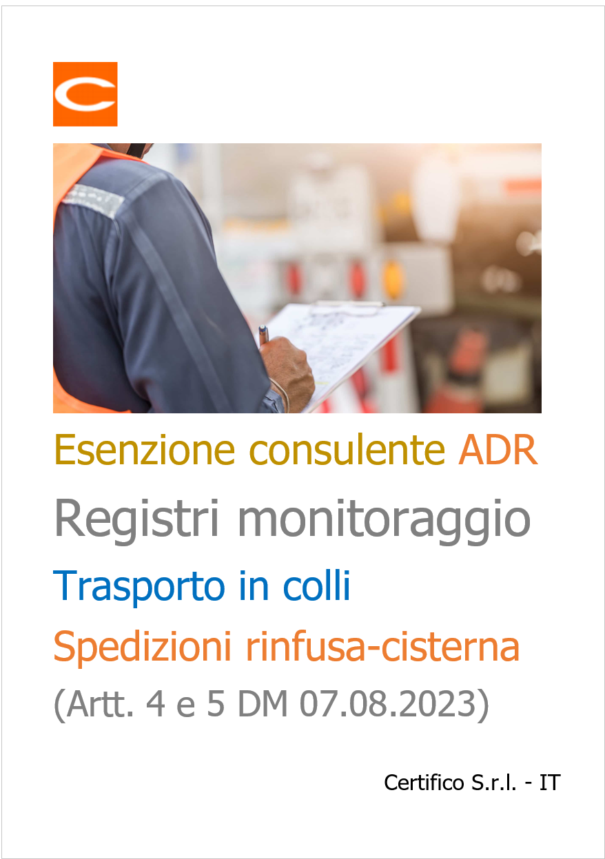 Registri monitoraggio Trasporto in colli   Spedizione rinfusa cisterna