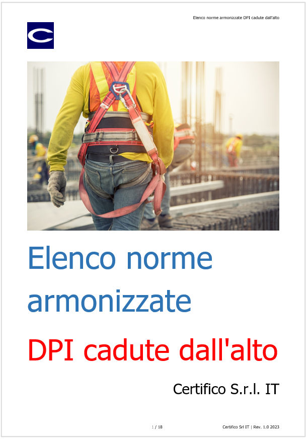 Elenco norme armonizzate DPI cadute dall alto