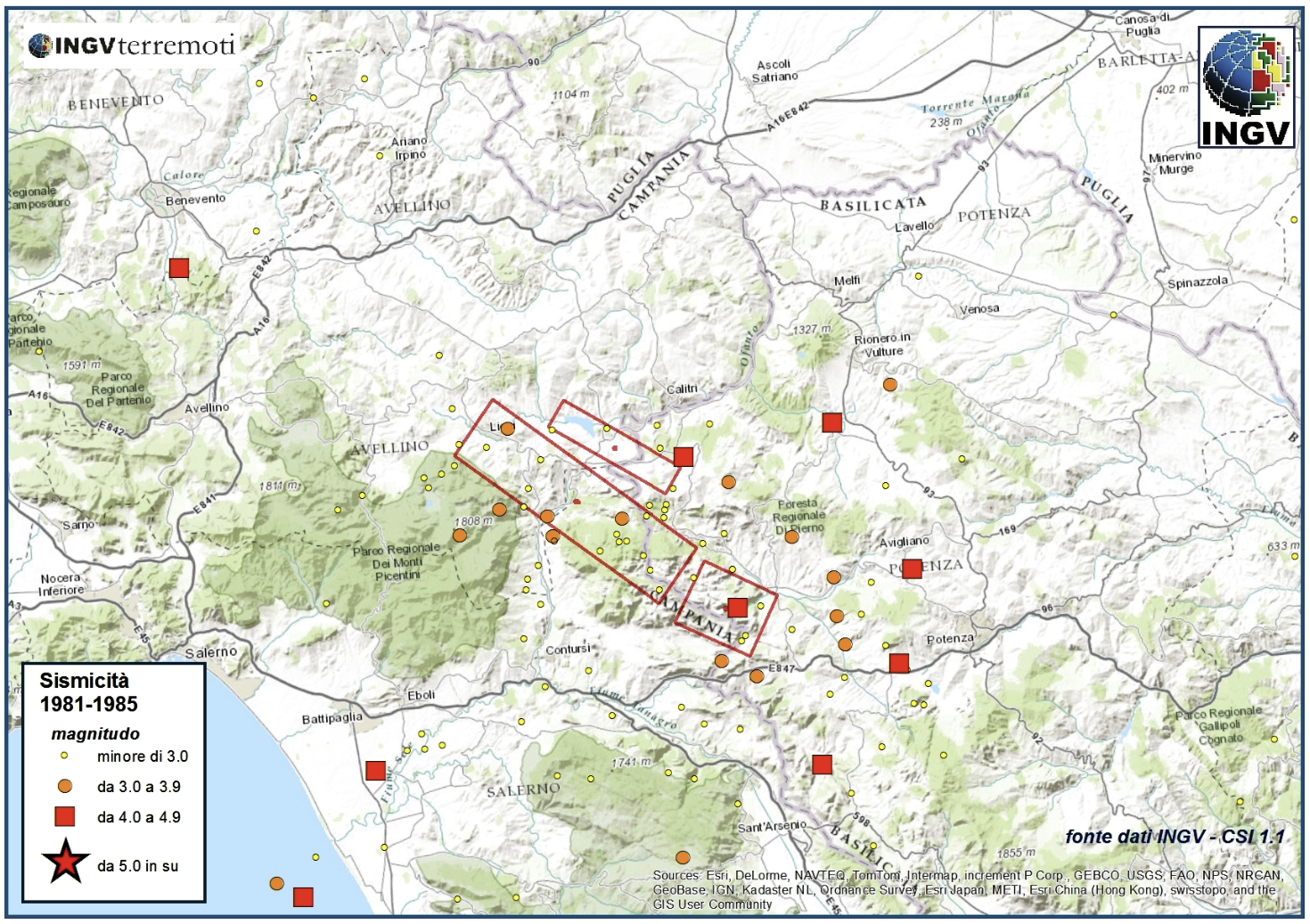 Segmenti faglia terremoto Irpinia