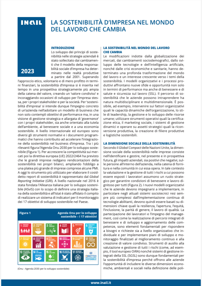 La sostenibilit  d impresa nel mondo del lavoro che cambia