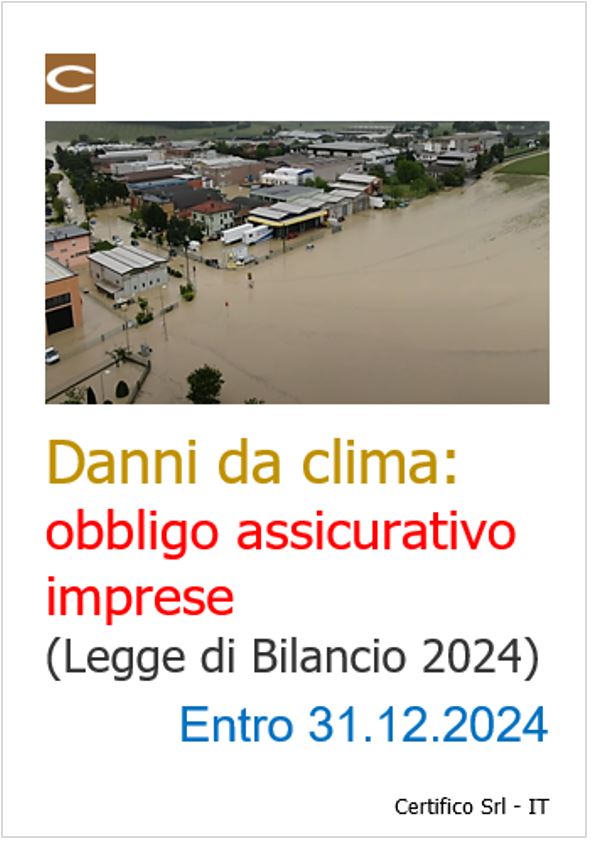 Danni da clima   obbligo assicurativo imprese  Legge di Bilancio 2024 