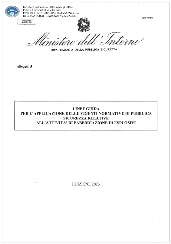 Linee guida applicazione normativa PS attivit  di fabbricazione di esplosivi   Ed  2023