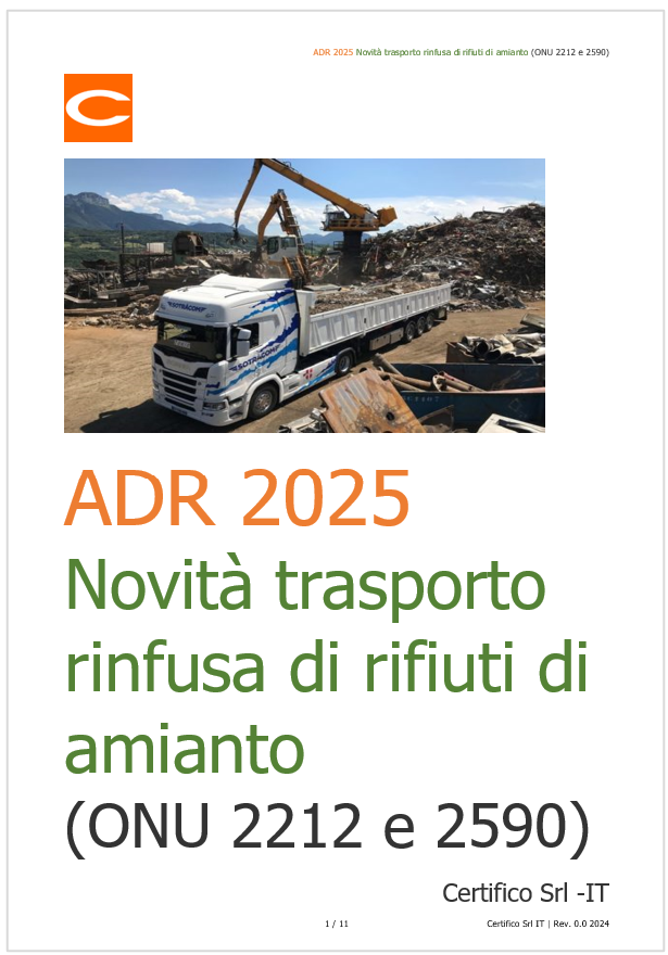 ADR 2025 Novit  per il trasporto alla rinfusa di rifiuti di amianto