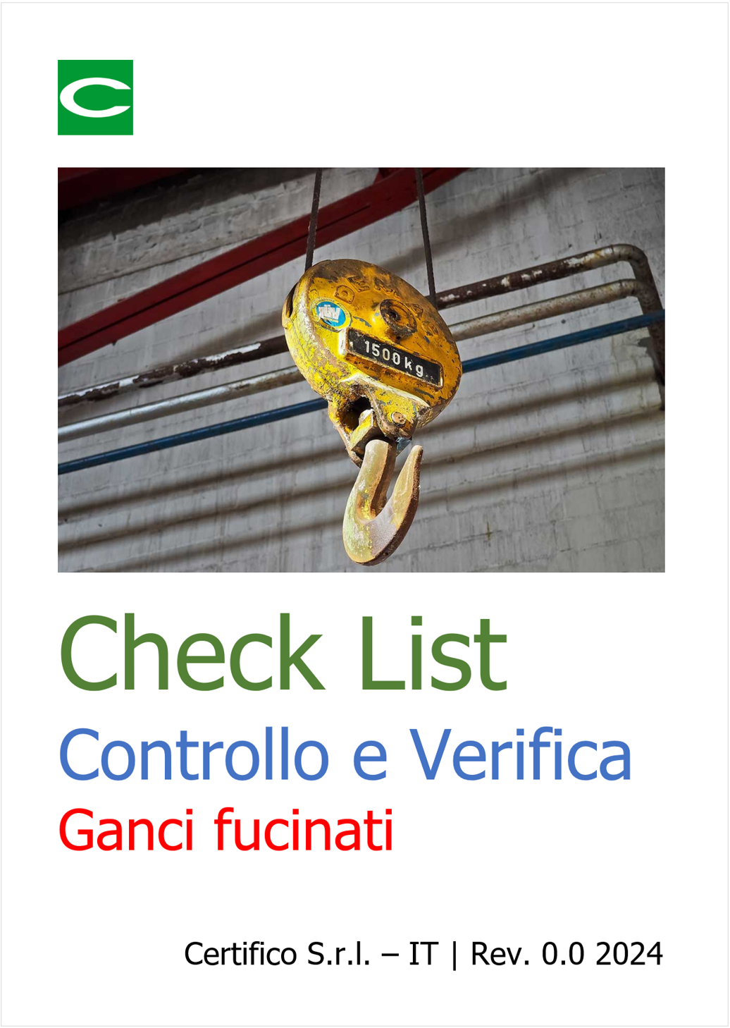 Check list controllo e verifica ganci fucinati