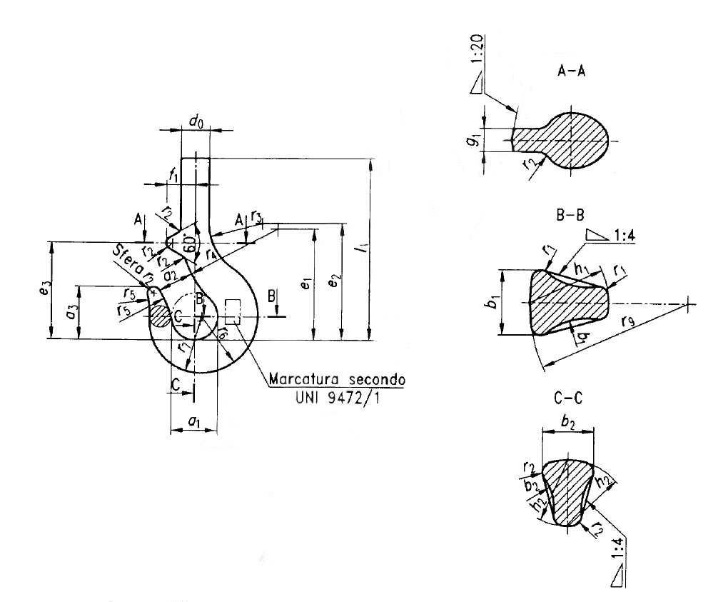 Marcatura gancio semplice UNI 9469 1