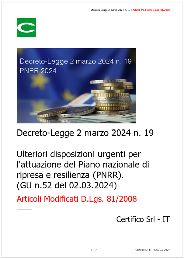 Decreto Legge 2 marzo 2024 n  19   Articoli Modificati D Lgs  81 2008