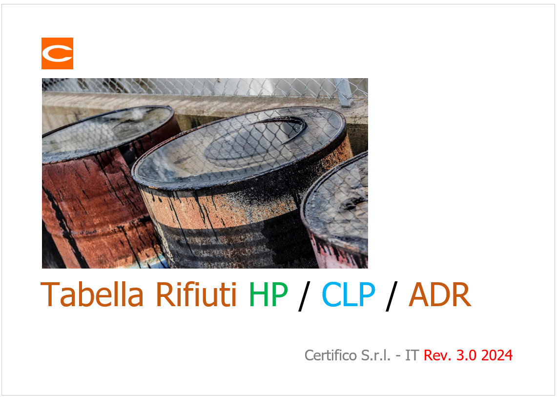 Tabella rifiuti ADR  2024