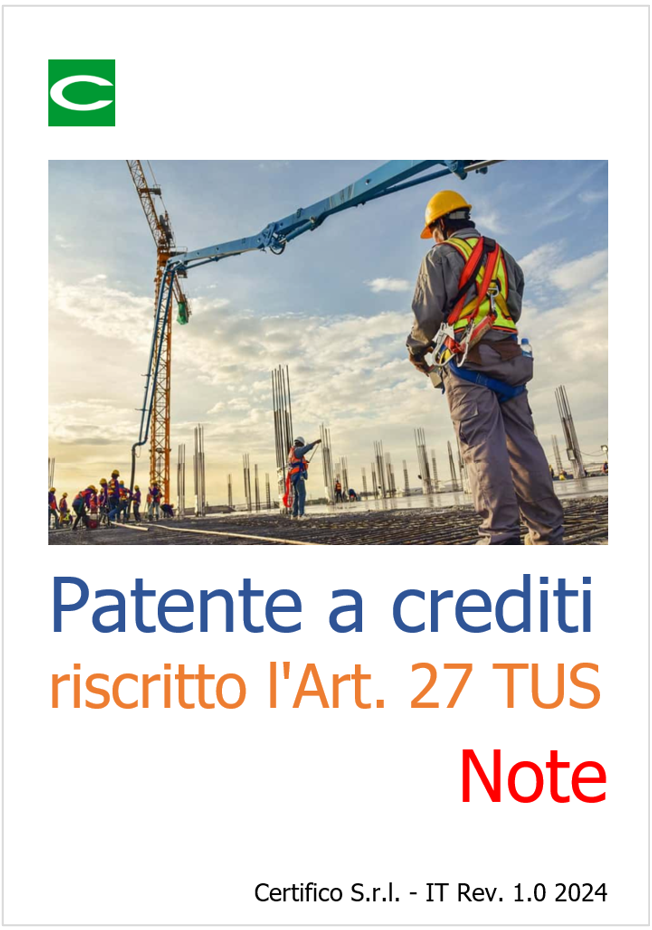 Patente a crediti   riscritto l Art  27 del D Lgs 81 2008   Note 