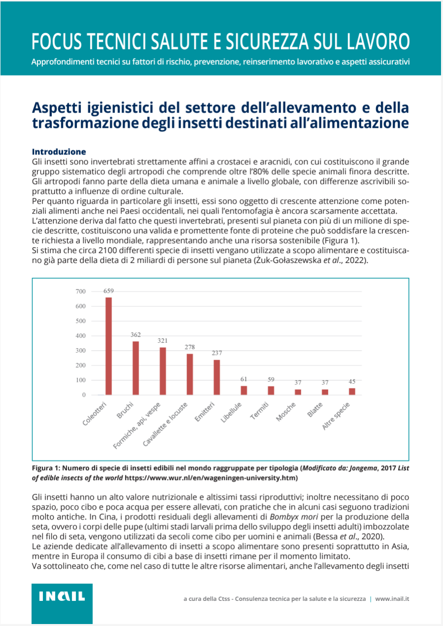 Aspetti igienistici allevamento e trasformazione insetti destinati all alimentazione