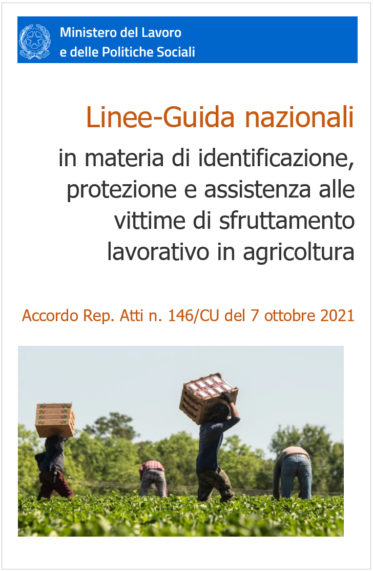 Linee Guida vittime sfruttamento lavorativo in agricoltura