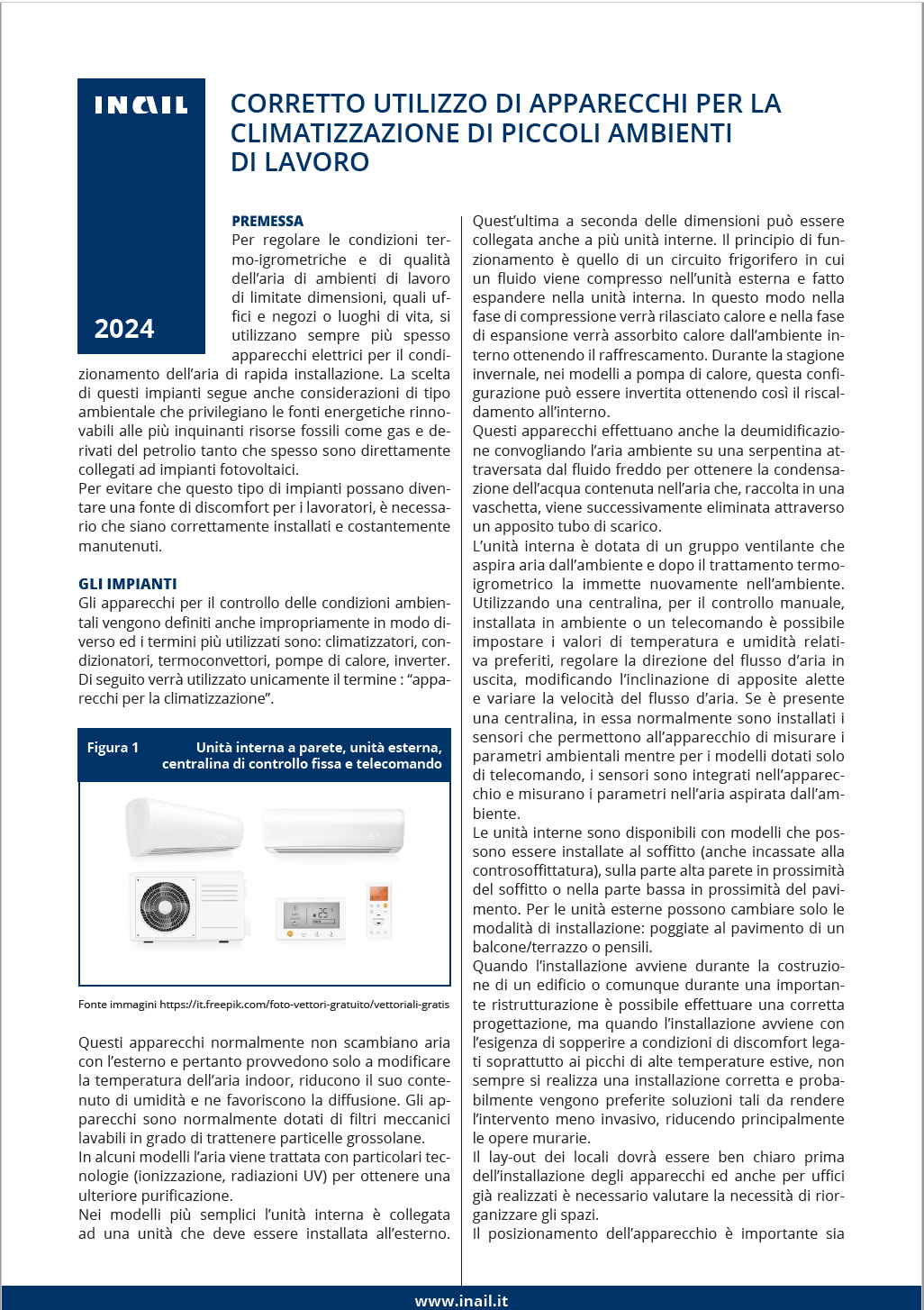 Corretto utilizzo apparecchi climatizzazione di piccoli ambienti di lavoro