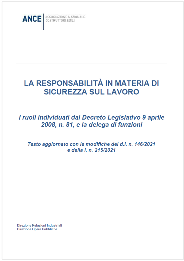 La responsabilit  in materia di sicurezza sul lavoro ANCE 2024 