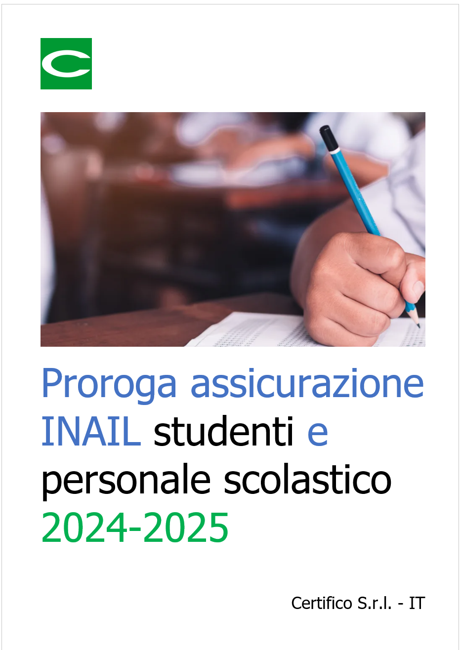 Proroga assicurazione INAIL studenti e personale scolastico 2024 2025