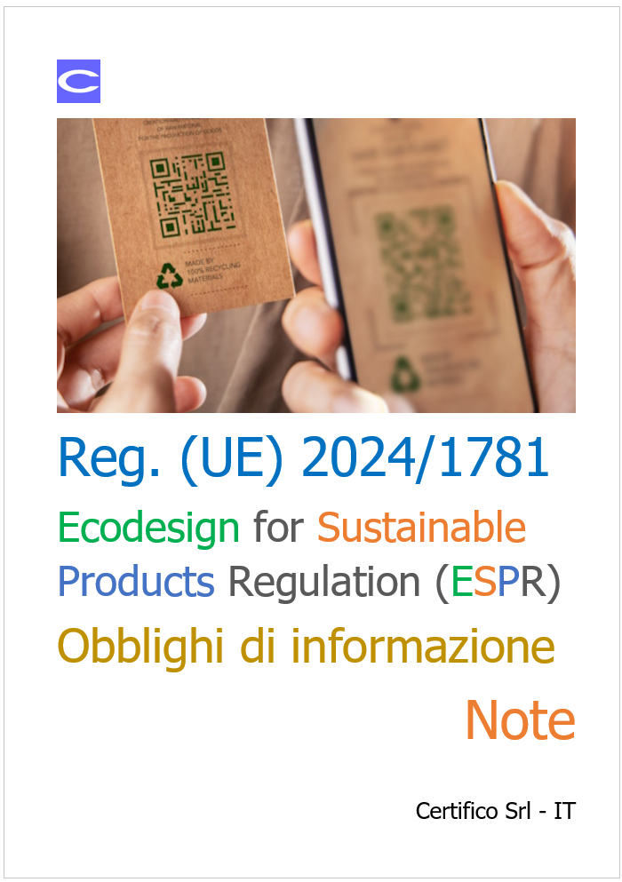 Regolamento UE 2024 1781 ESPR   Obblighi di informazione   Note