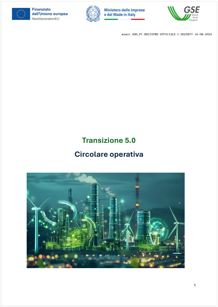 Transizione 5 0 Circolare operativa del 16 08 2024