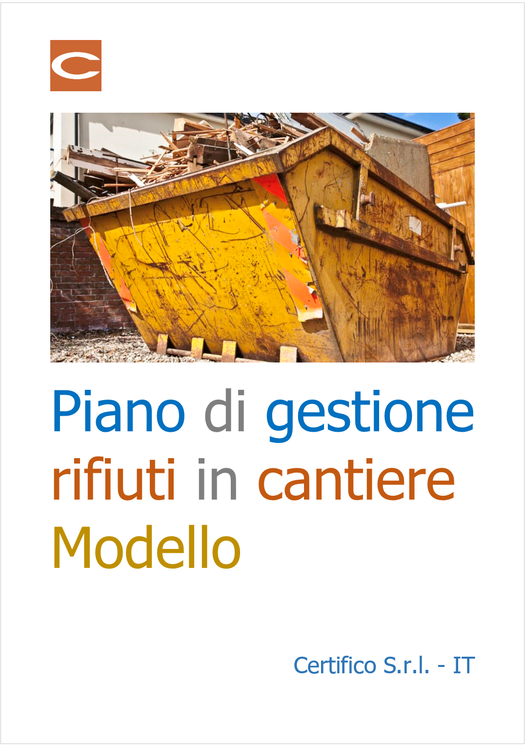 Piano di gestione dei rifiuti di cantiere   Modello