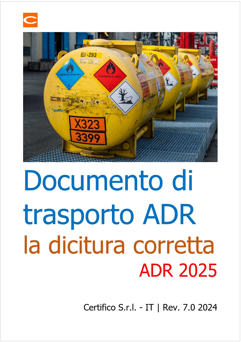 Documento di trasporto ADR dicitura corretta ADR 2025