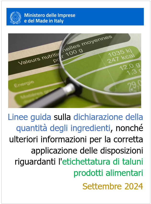 Linee guida indicazione quantitativa degli ingredienti etichettatura alimentare