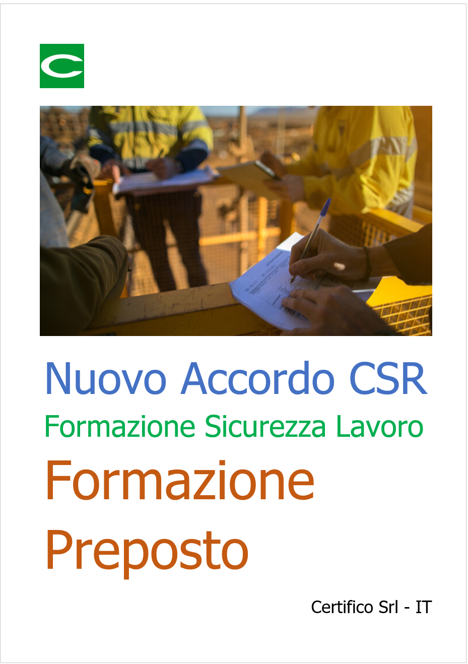 Nuovo Accordo CSR Formazione Sicurezza lavoro   Formazione Preposto