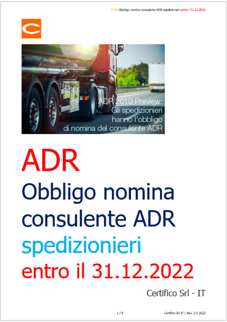 ADR Obbligo nomina consulente ADR spedizionieri