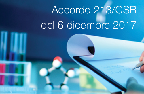 Accordo 213 CSR del 6 dicembre 2017 Accordo 213 CSR del 6 dicembre 2017