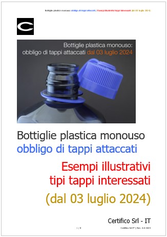 Bottiglie plastica monouso obbligo di tappi attaccati Esempi illustrativi dal 03 luglio 2024 Bottiglie plastica monouso obbligo di tappi attaccati Esempi illustrativi dal 03 luglio 2024