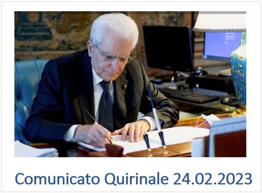 Comunicato Quirinale 24 02 2023 Comunicato Quirinale 24 02 2023
