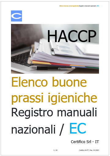 Elenco buone prassi igieniche HACCP Registro manuali nazionali EC Elenco buone prassi igieniche HACCP Registro manuali nazionali EC