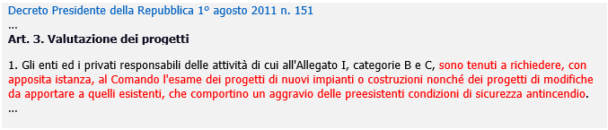 Esame progetto DPR 151 2011 Esame progetto DPR 151 2011