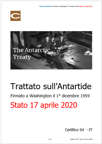 Trattato sull Antartide Stato 17 Aprile 2020 Trattato sull Antartide Stato 17 Aprile 2020