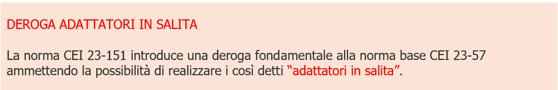 CEI 23 151 Deroga adattatori in salita CEI 23 151 Deroga adattatori in salita