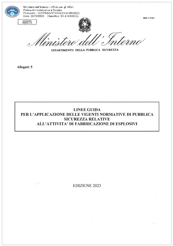 Linee guida applicazione normativa PS attivit di fabbricazione di esplosivi Ed 2023 Linee guida applicazione normativa PS attivit di fabbricazione di esplosivi Ed 2023