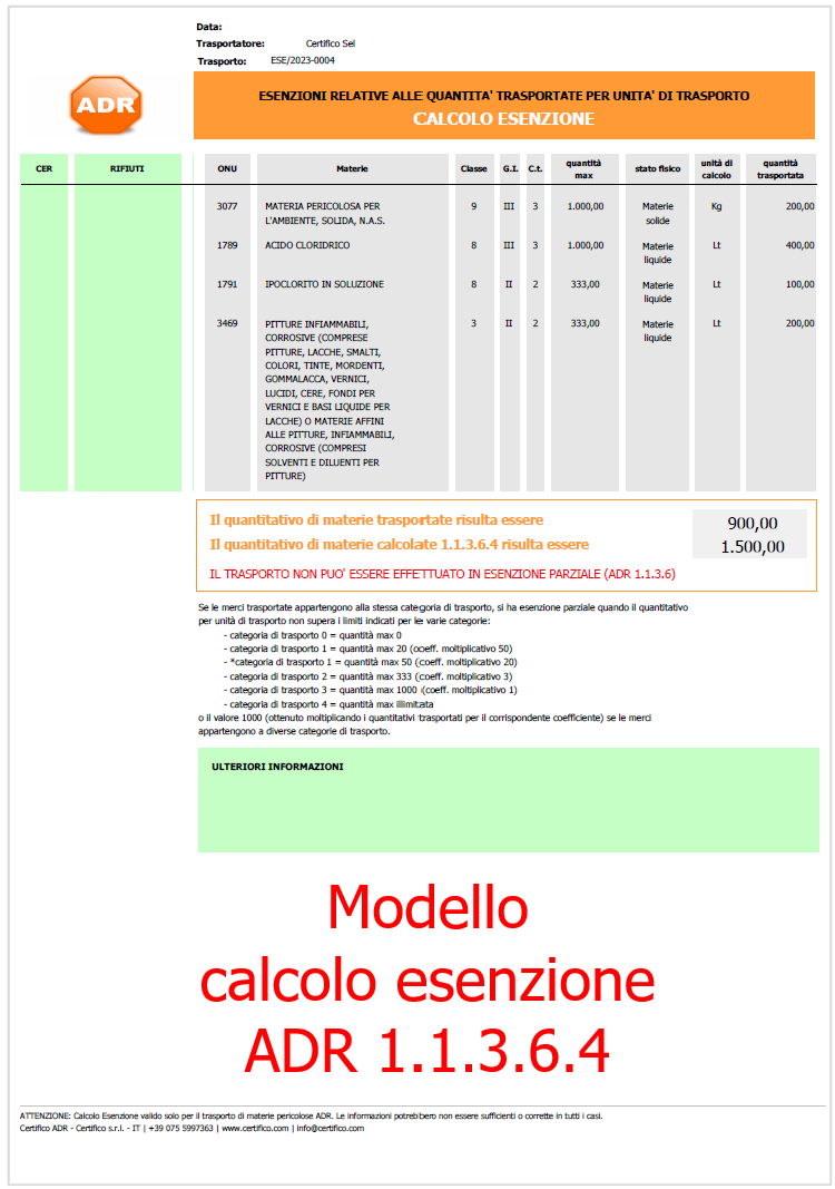 Modello calcolo esenzione 1 1 3 6 4 Modello calcolo esenzione 1 1 3 6 4