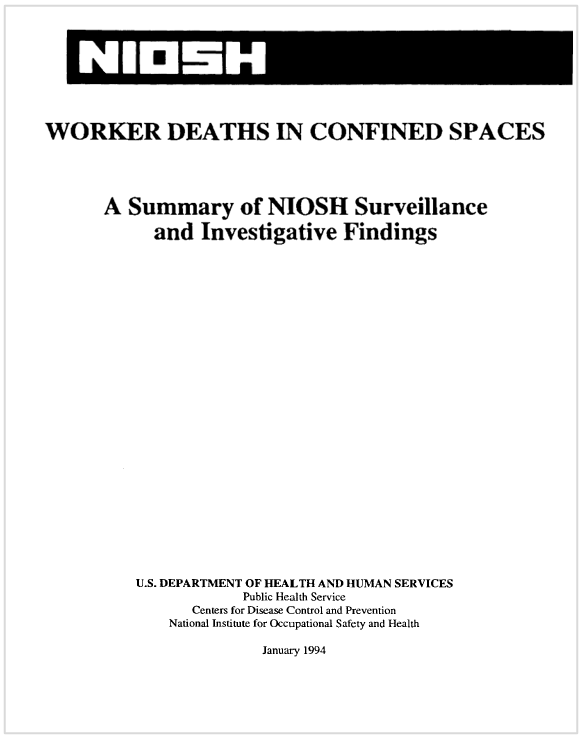 NIOSH No 94 103 Worker Deaths in Confined Spaces 1979 NIOSH No 94 103 Worker Deaths in Confined Spaces 1979