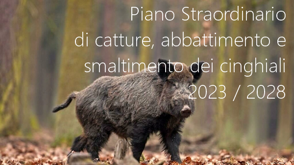 Piano Straordinario di catture abbattimento e smaltimento dei cinghiali 2023 2028 Piano Straordinario di catture abbattimento e smaltimento dei cinghiali 2023 2028