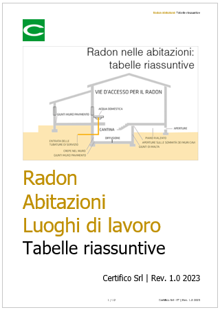 Radon abitazioni e luoghi di lavoro tabelle riassuntive 2023 Radon abitazioni e luoghi di lavoro tabelle riassuntive 2023